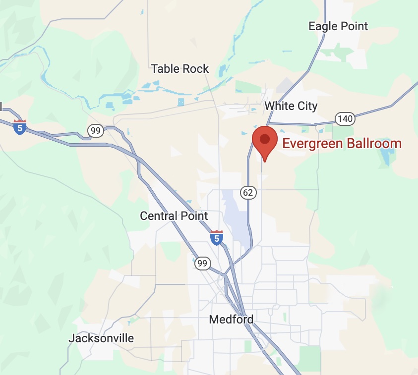 Map to the Evergreen Ballroom